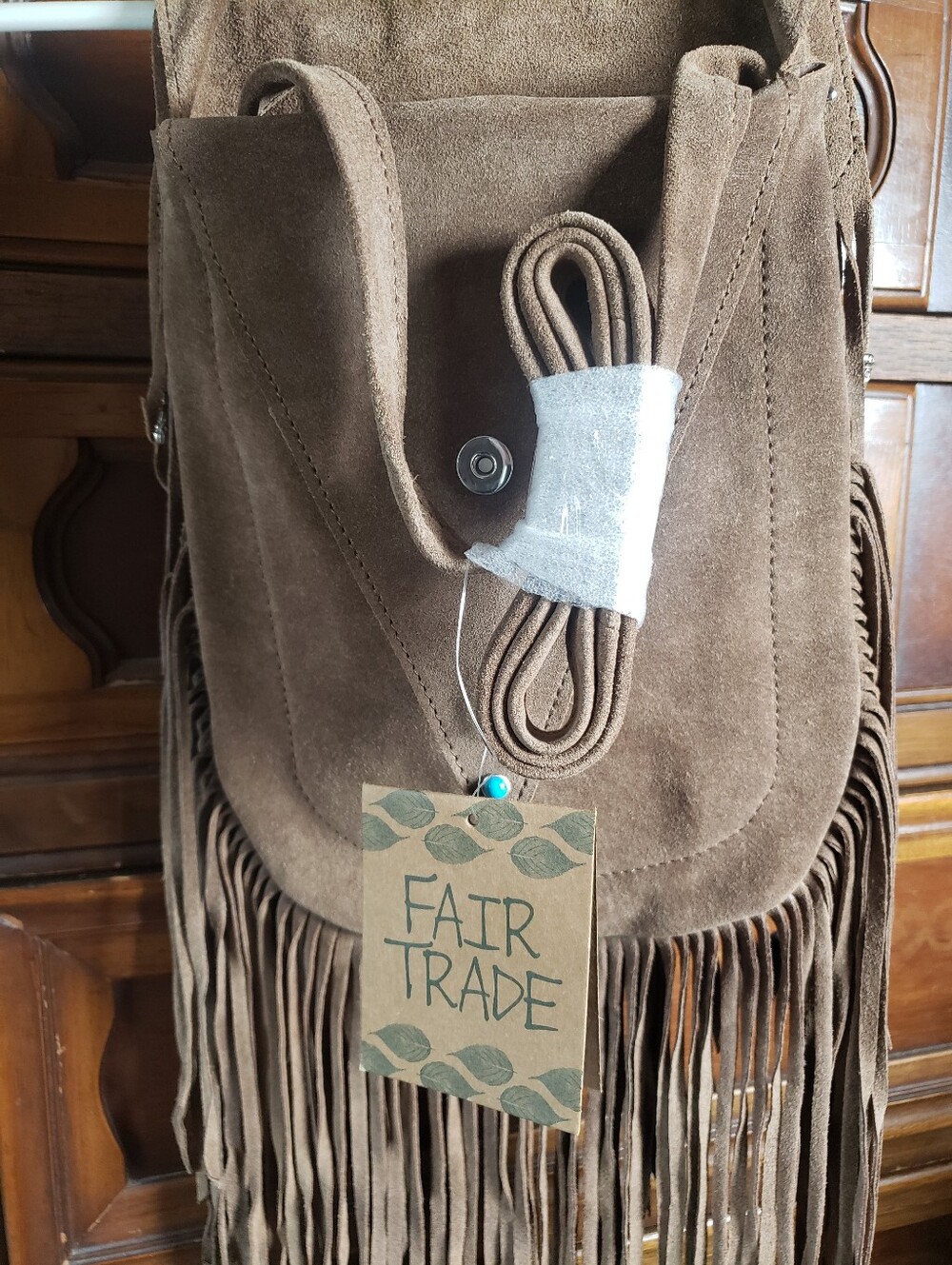 NEW Genuine Suede Leather Fringe Crossbody Bag - NWT - Picture 13 of 15